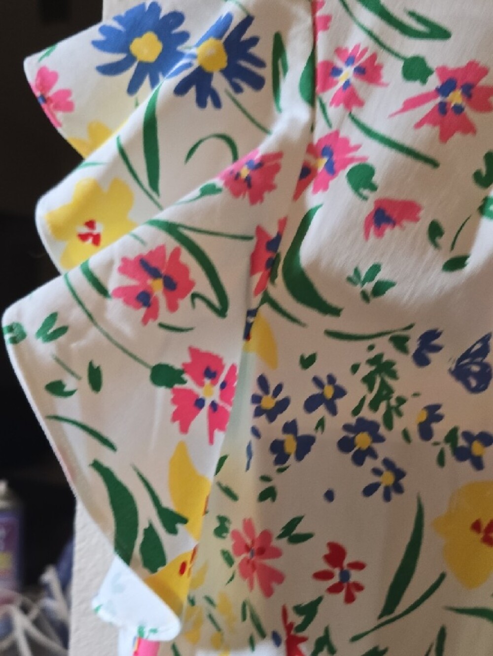 kate spade White Floral Ruffle Sleeve Blouse - Picture 5 of 8